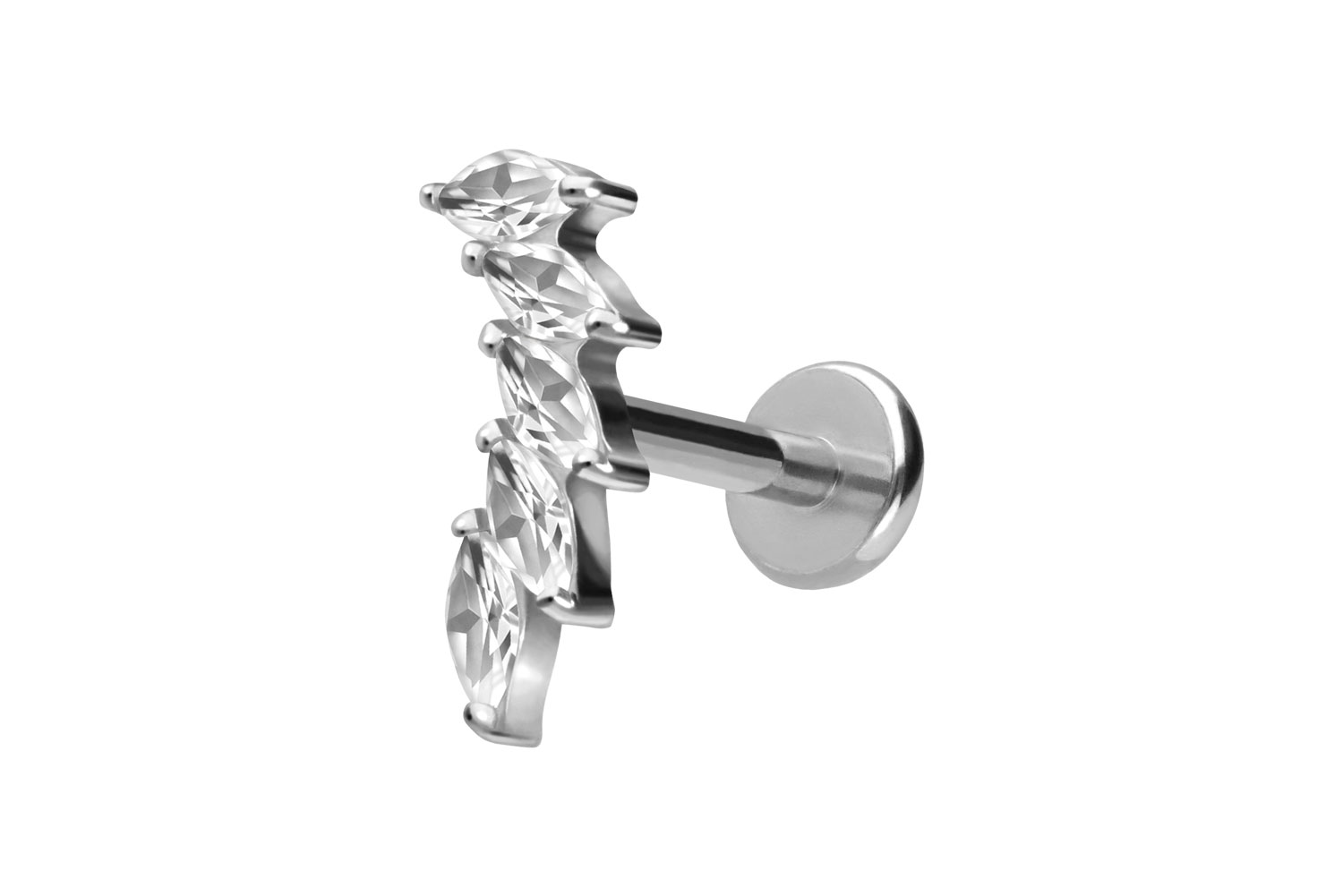 Titan Labret Piercing mit Push Fit 5 EINGEFASSTE KRISTALLTROPFEN